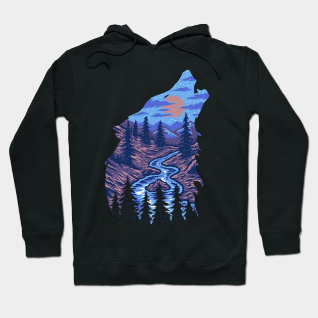 Wilderness Wolf Howling Hoodie by Shawnsonart